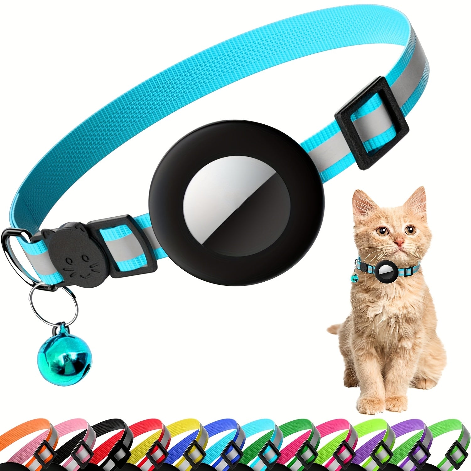 Reflective Breakaway Safety Buckle Cat Collar with Bell