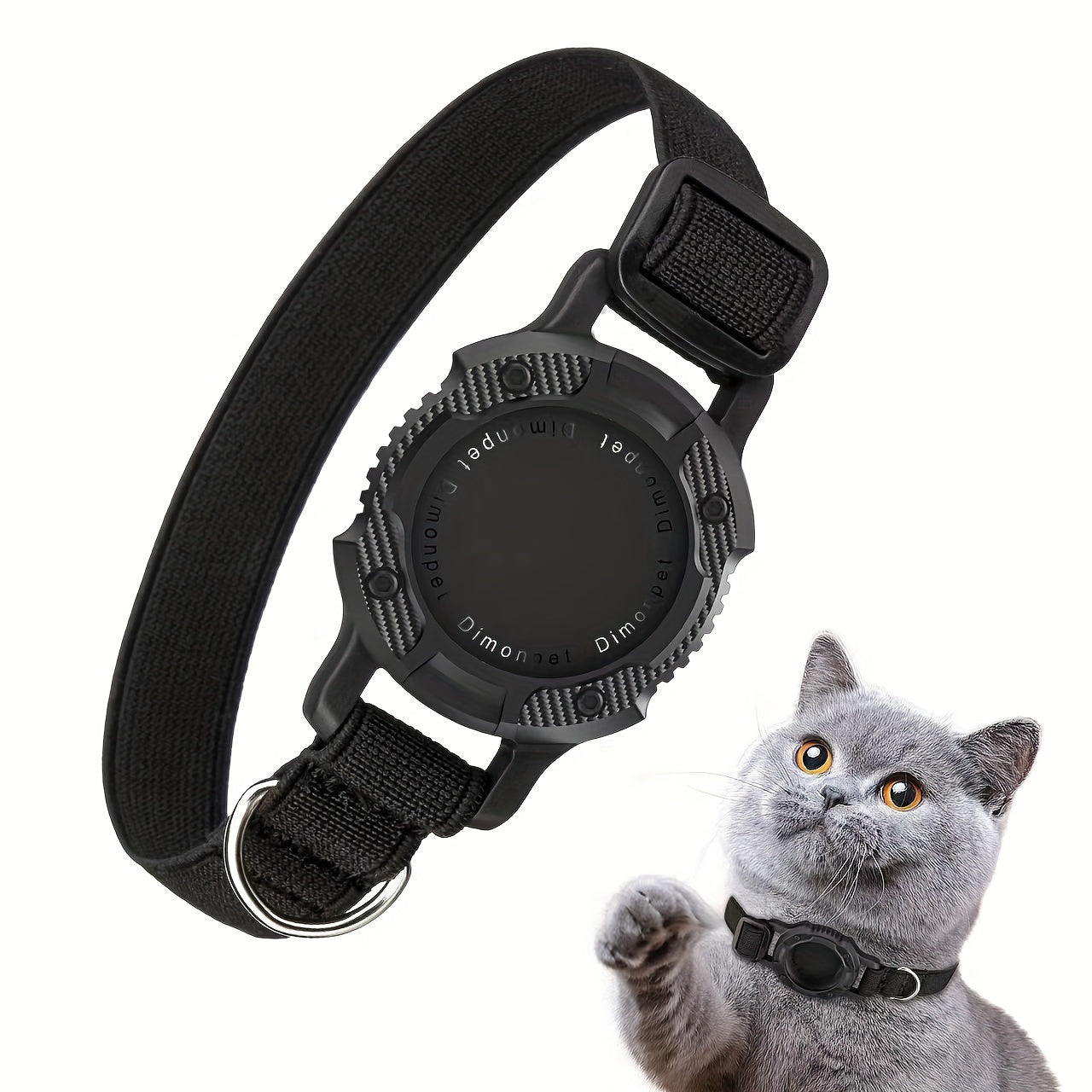 1PC Cat Collar with Locator Slot - Anti-Lost Tracking Holder - Durable ABS Material Accessory for All Breeds - Lightweight Adjustable Pet Collar with GPS Tracker Compartment