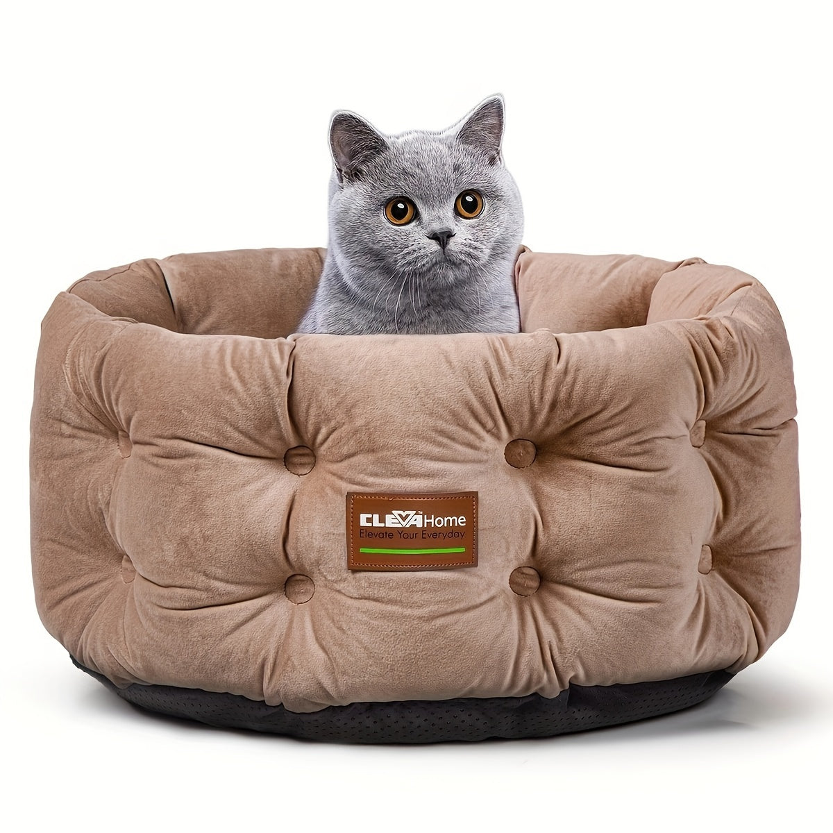 ClevaHome Deep Nest Cat Bed for Small Pets up to 15lbs - Round Cat Beds for Indoor Cats, Luxurious Velvet Feel, Extra High Sides, Machine Washable Comfort Pet Bed with Non-Slip Bottom