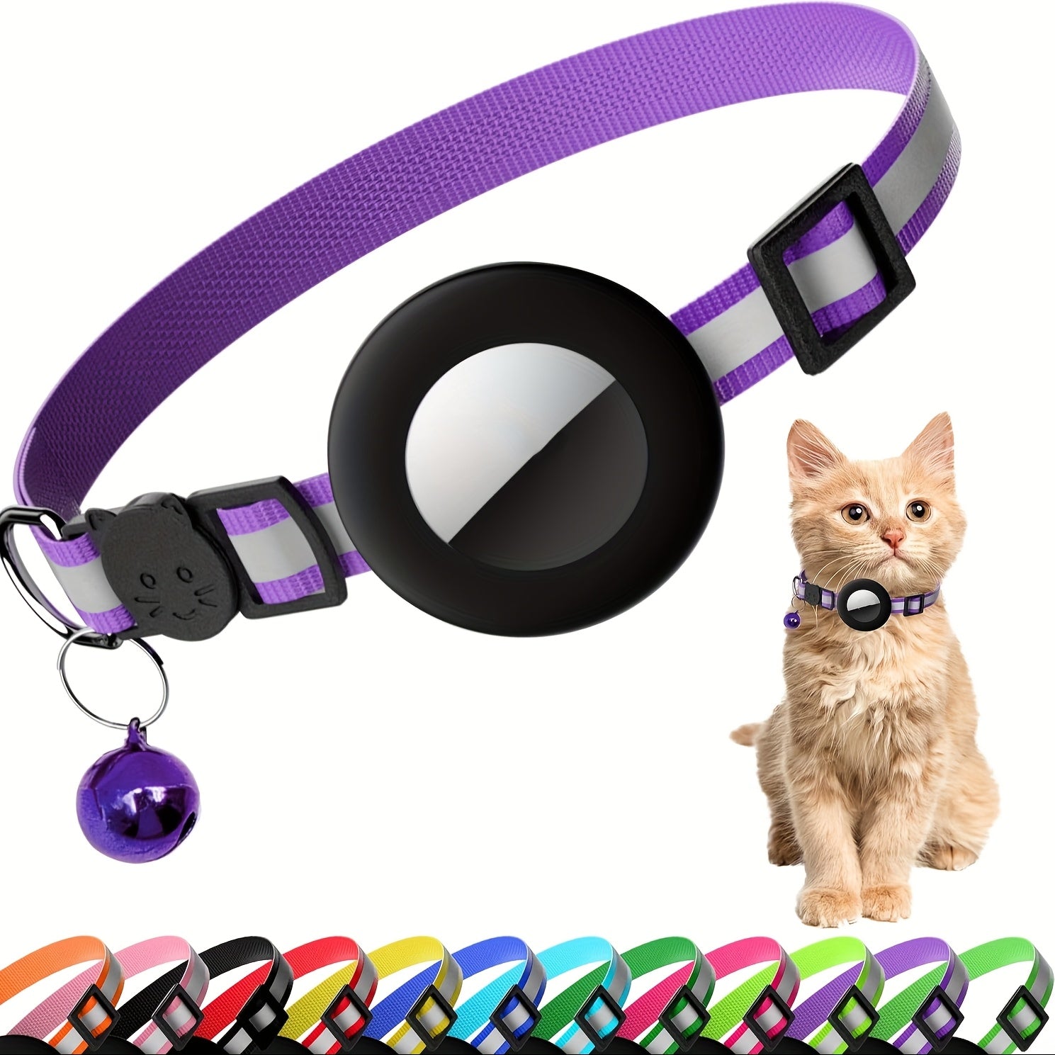 Reflective Breakaway Safety Buckle Cat Collar with Bell