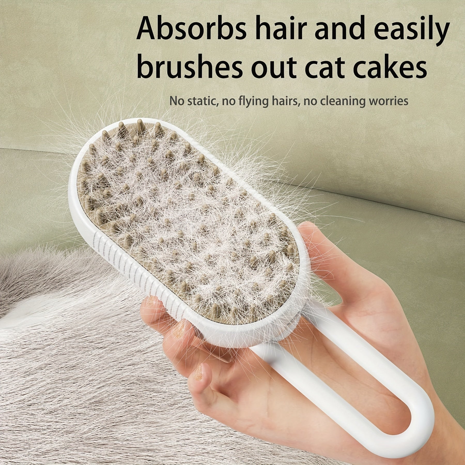 Steam Brush for Cats And Dogs - 3 in 1 Pet Grooming Tool with Release Button, Spray, Hair Removal
