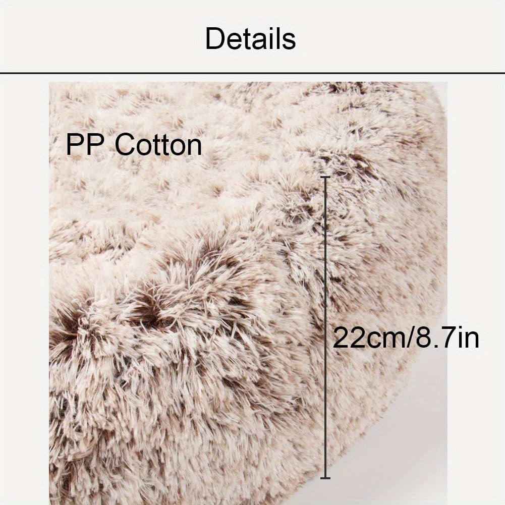 1pc Soft Plush Polyester Bear Paw Shaped Pet Bed, Calming Donut Dog Cat Cuddler Lounger, Warm Comfortable Round Pet Mat, Assembly Not Required for Cats and Small Dogs