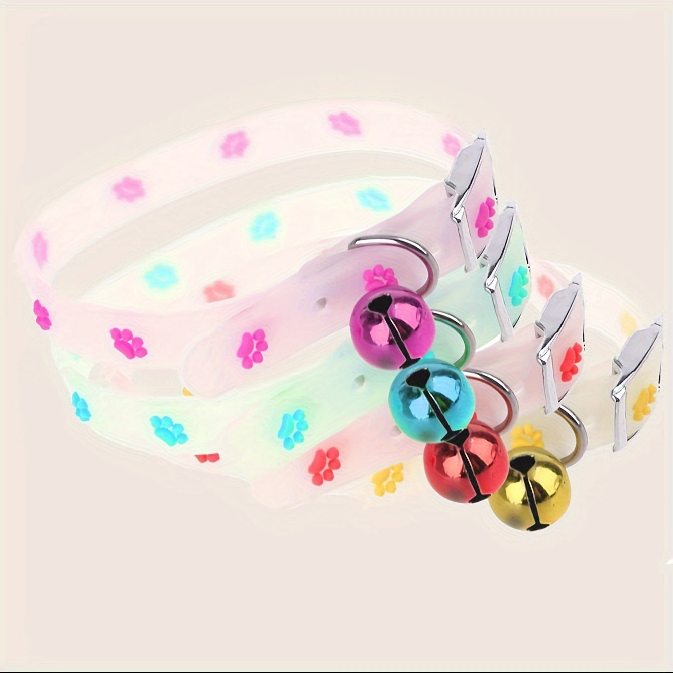 Adjustable Glowing Rubber Pet Collar with Cartoon Pattern, 1 Pc Random Color