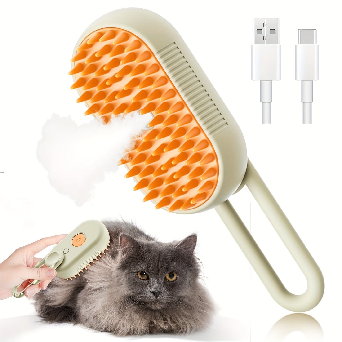 Cat/Dog Steam Brush - Spray Design, 3in 1 Cat Steamy Brush with Steamer, Pet Spray Hair Comb, Steam Brush for Dogs - Suitable for All Pets -Pet Spray Hair Comb (coffee)