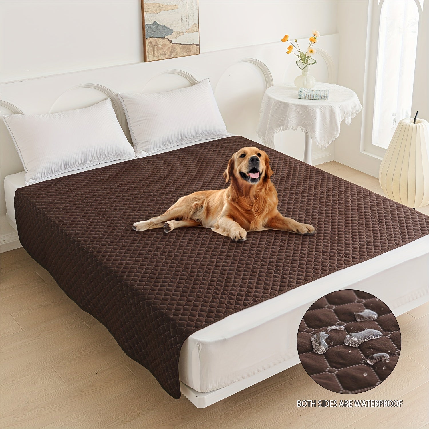 Waterproof Pet Bed Mat for Medium & Large Dogs - Non-Slip, Odor-Resistant Sofa Protector with Plaid Polyester Fill, Machine Washable, Pet Furniture Protection, Urine-proof, Car Mat