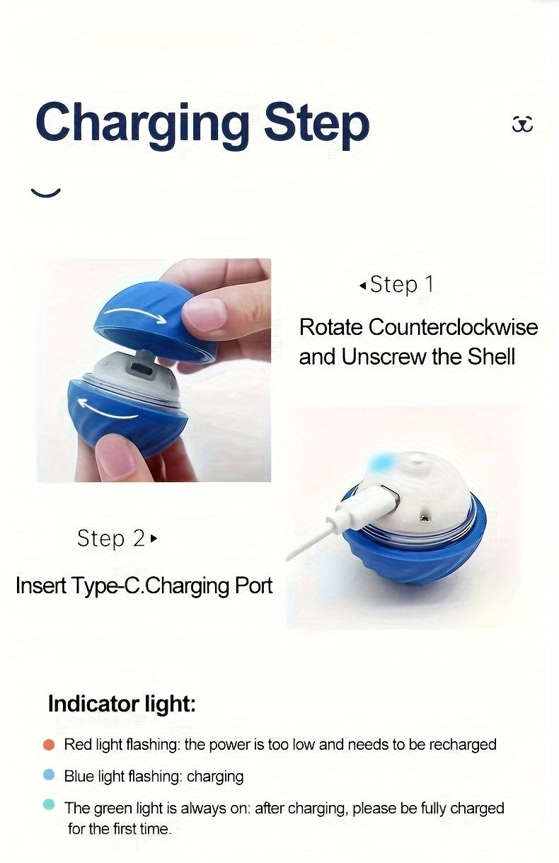 1pc Interactive Gravity Jumping Ball - Electric Self-Rolling Pet Toy with Intelligent Design, Automatic Charging, and Teeth Grinding Function for Dogs and Cats - Fun and Engaging Interactive Supplies for Pet Owners