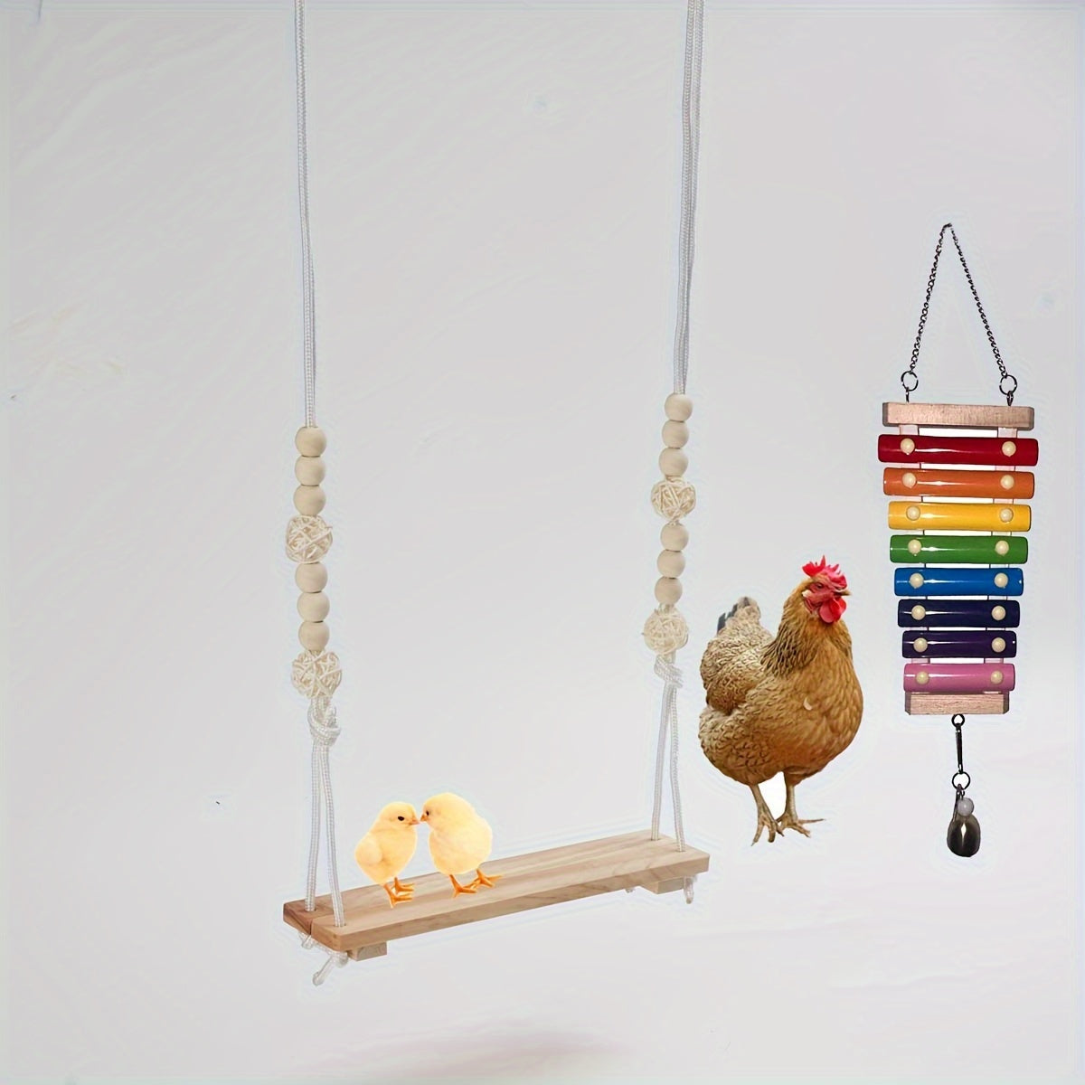 1pc Colorful Chicken Xylophone Toy Hanging Gnawing String Bird Cage Toy For Pet Bird Parrot Chicken For Playing