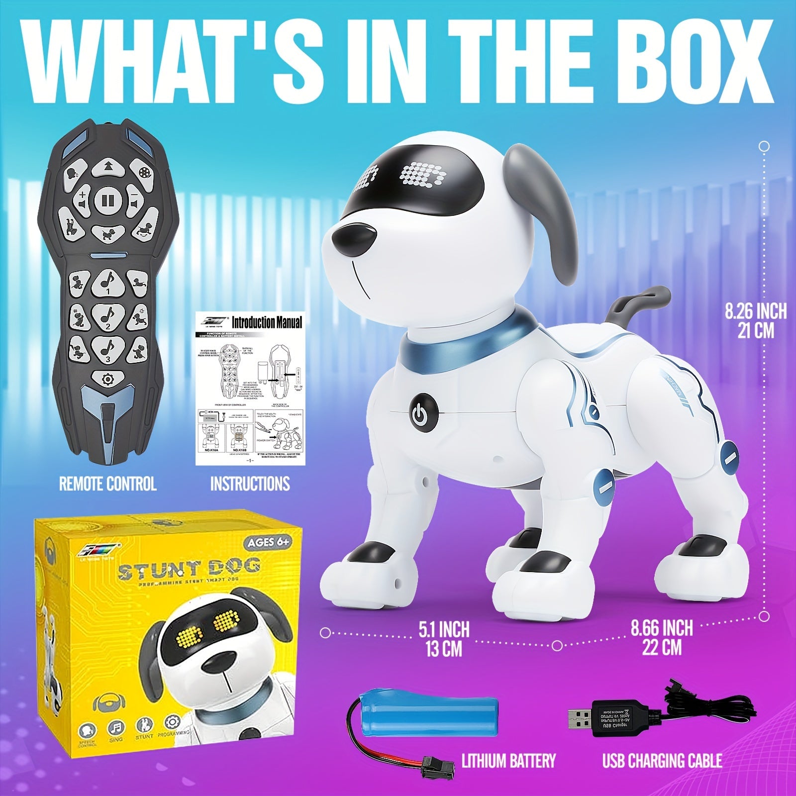 1pc ToyleFun Interactive Robot Dog with Remote Control, Voice Command, Dance & Song Functions, Rechargeable Battery, Infrared Sensing, LED Lights - ABS Resin Electronic Pet Toy for Kids