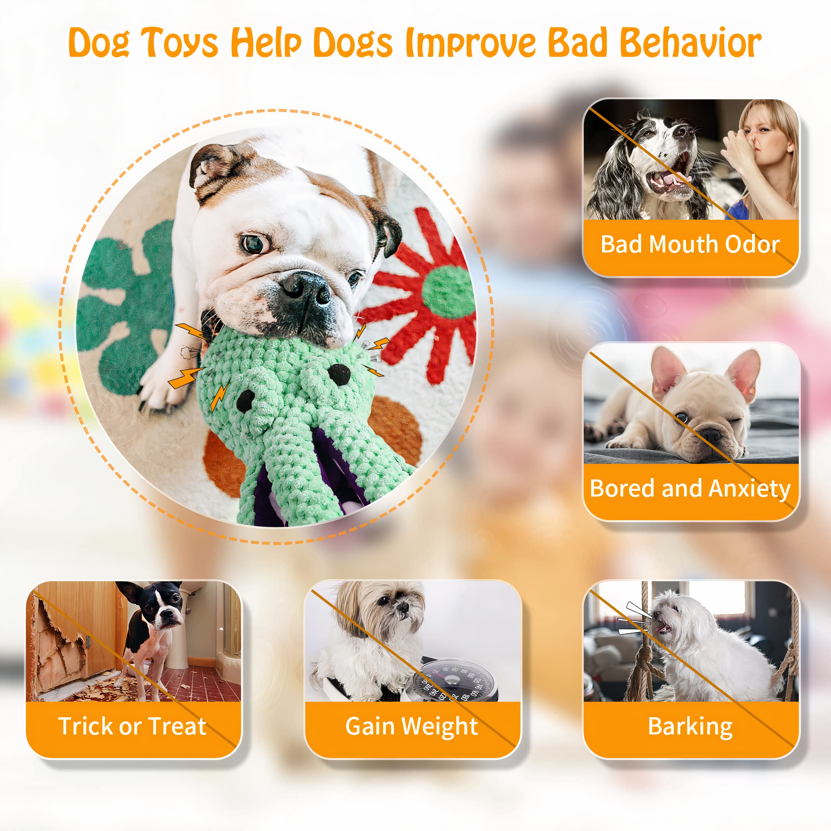 Dog Toy Plush Octopus Pet Toy Puppy Toy Interactive Dog Play