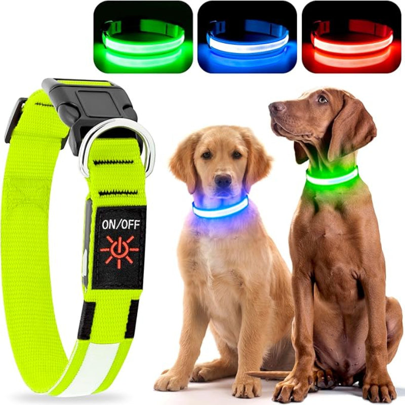 Glow-in-the-Dark LED Pet Collar for Small to Medium Dogs - Geometric Pattern, Durable Nylon Material, Keeps Your Pet Safe & Visible at Night, Walking
