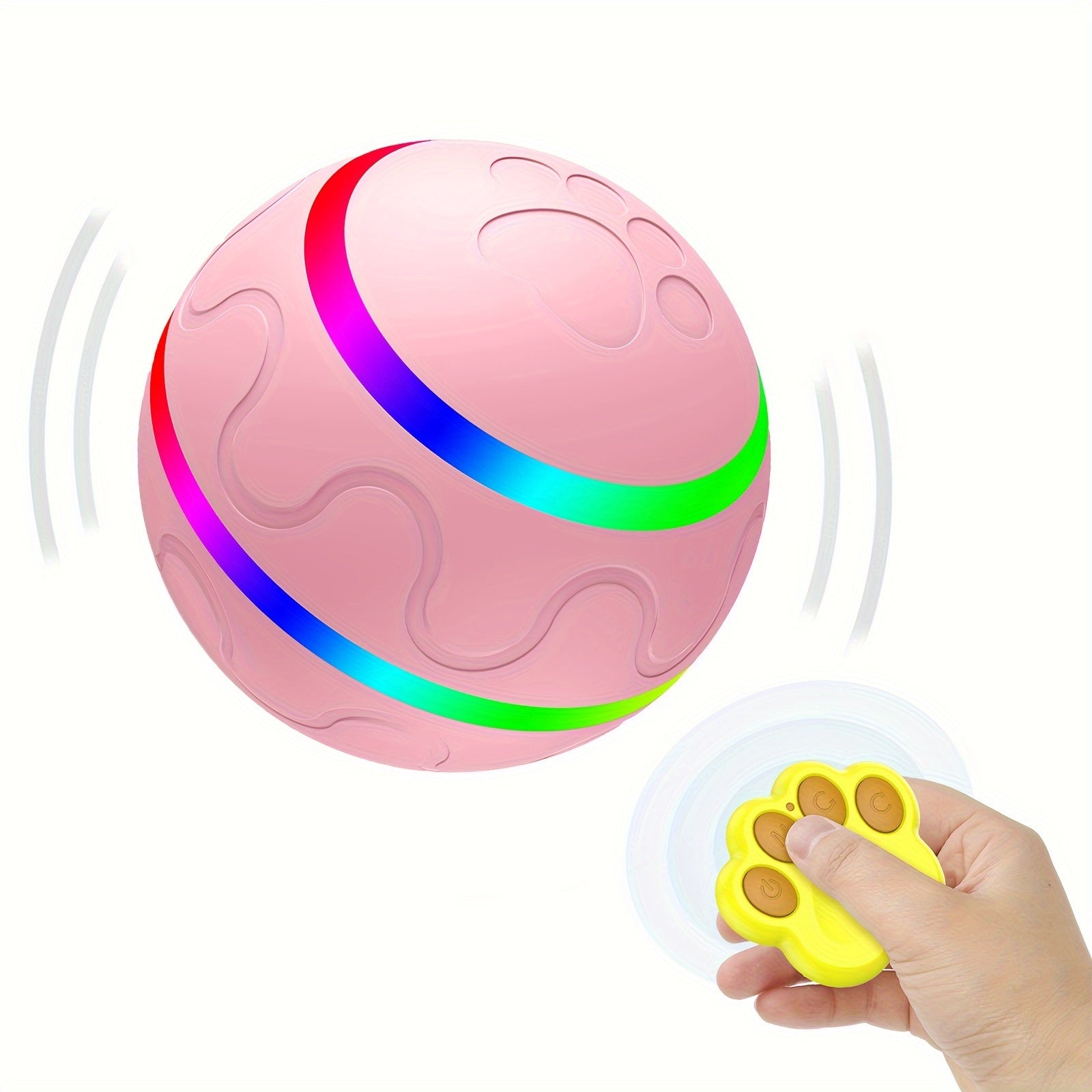 For Medium/Large Dogs Interactive Smart Pet Toy Ball with Bouncing Motion, Colorful Attraction Lights, Crazy/Normal Modes, USB Rechargeable and Remote Control