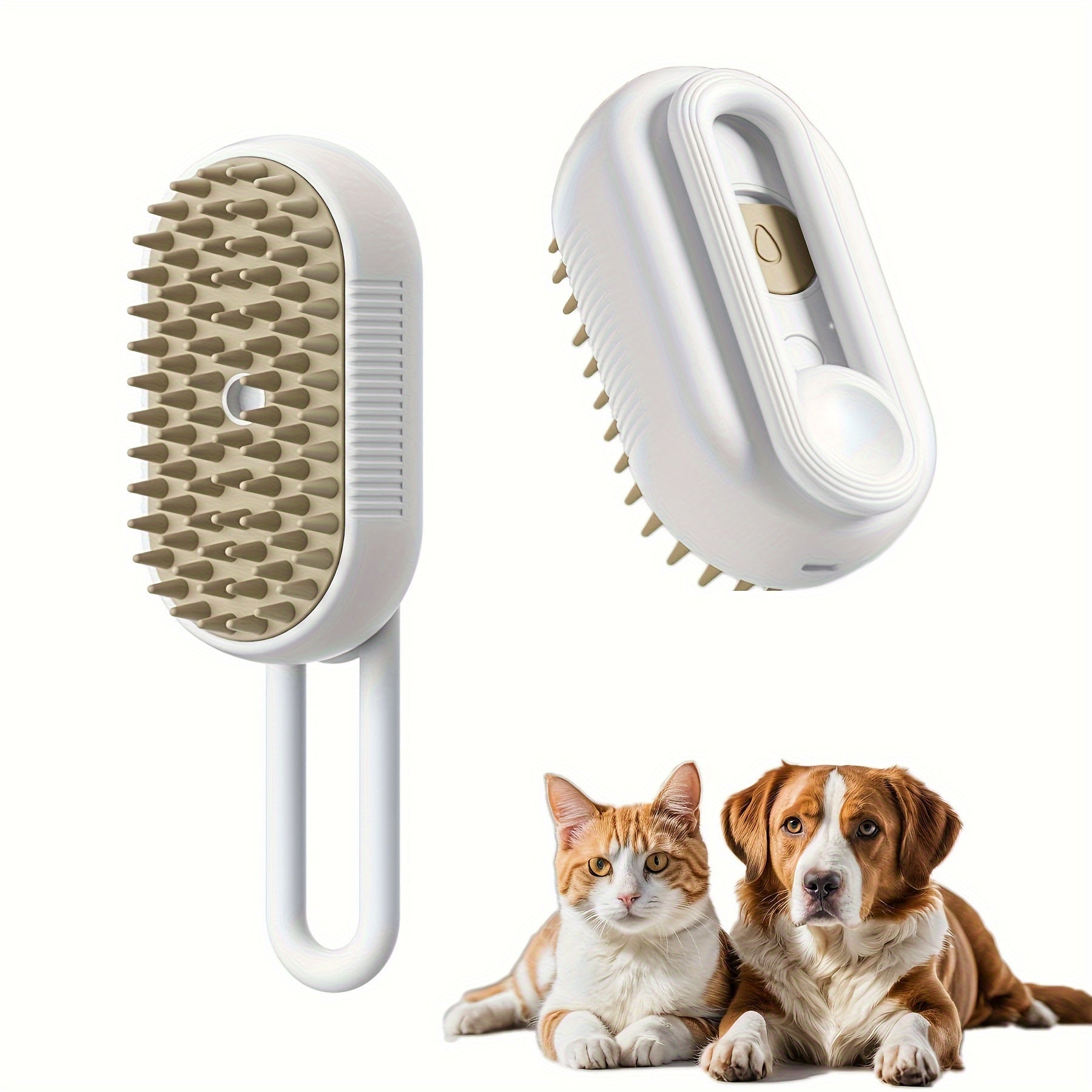 Steam Brush for Cats And Dogs - 3 in 1 Pet Grooming Tool with Release Button, Spray, Hair Removal
