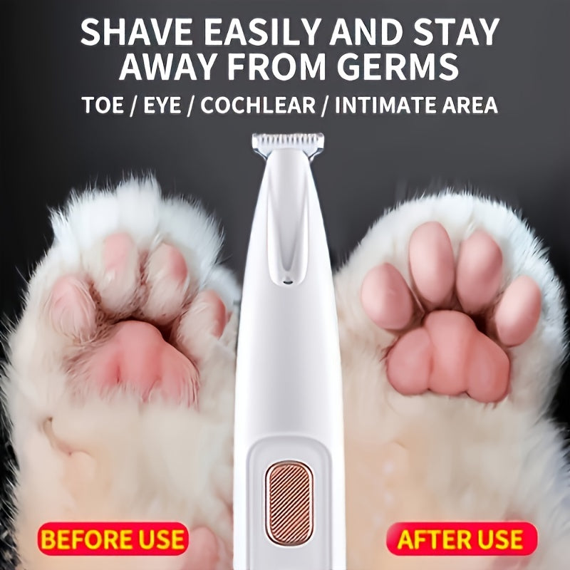 1pc Pet Grooming Clipper Kit, USB Rechargeable Cordless Electric Silent Dog and Cat Razor, Battery Powered with LED Lighting, Multi-Part Trimming for Paw & Body, Sophisticated Styling, Germ-Free