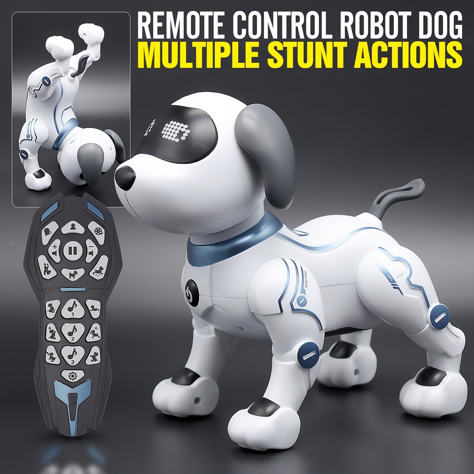 1pc ToyleFun Interactive Robot Dog with Remote Control, Voice Command, Dance & Song Functions, Rechargeable Battery, Infrared Sensing, LED Lights - ABS Resin Electronic Pet Toy for Kids