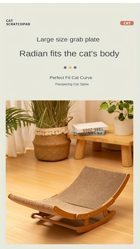 Large Elevated Recycled Wood Cat Hammock with Durable Sisal Scratching Board