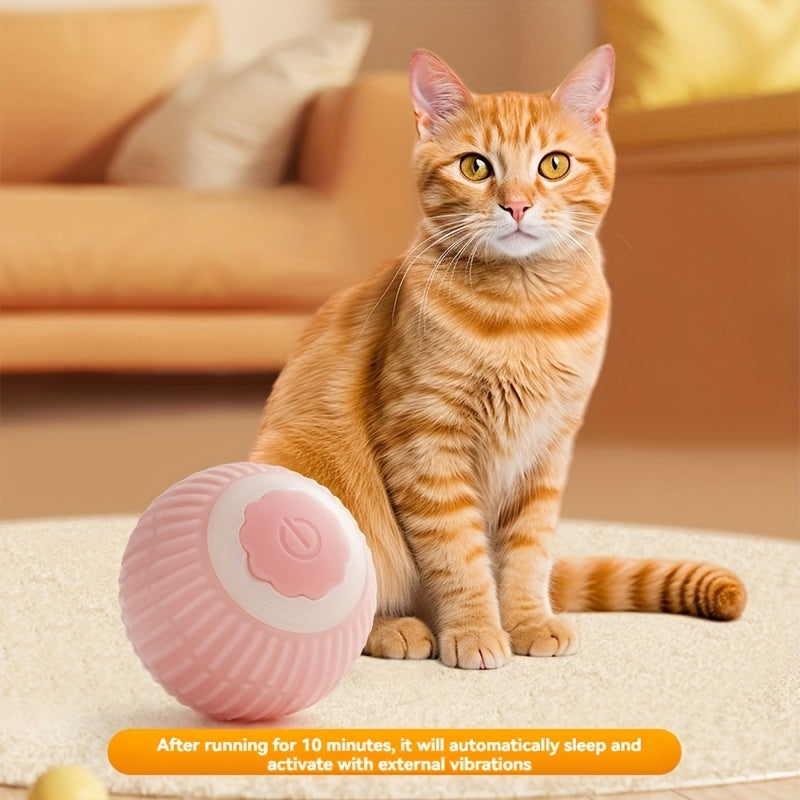 Smart Interactive Pet Toy - Rechargeable Rolling Ball for Dogs & Cats, USB, Silicone Material