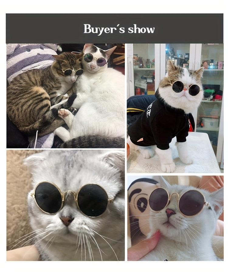 Whimsical Pet Fashion Glasses for Cats & Dogs - Fun & Stylish Round Frame Accessory, Perfect for Teddy Breeds & Unique Animal Fashion Statements, Cute Pet Accessories
