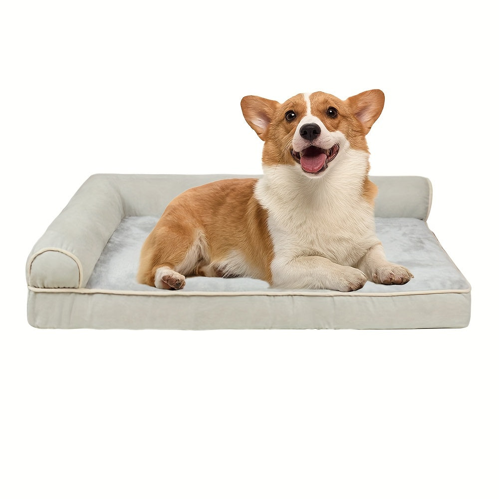 Memory Foam Orthopedic Dog Bed For Medium Dogs, Waterproof Medium Dog Beds With Washable Removable Cover, Dog Sofa Bed, L Shaped Pet Bed With Waterproof Lining And Nonskid Bottom