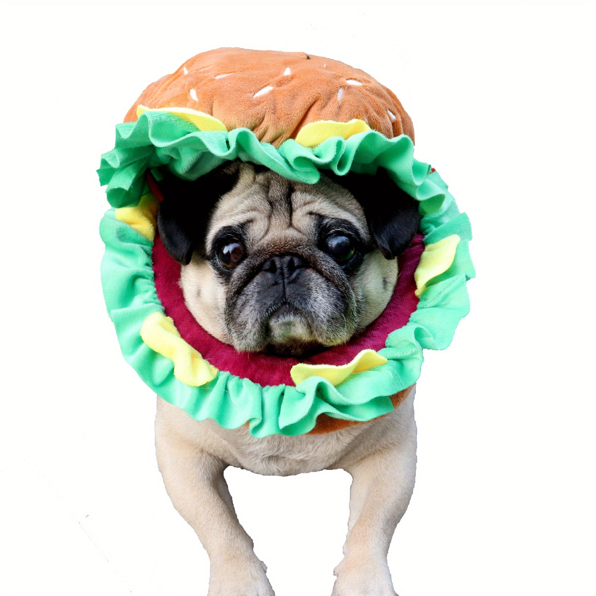 Dog Cat Hamburger Headgear Collar Hat Cartoon Pet Accessories Clothes Funny Costume Elizabethan Ring