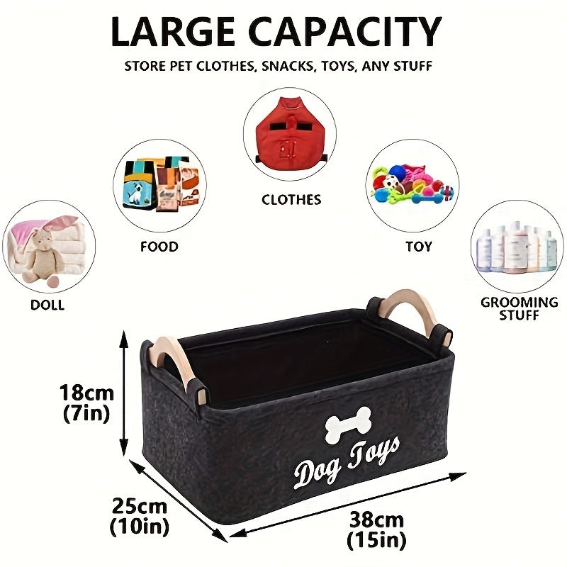 Felt Pet Toy Box, Dog Toy Box, Storage Basket Chest Organizer - Perfect For Organizing Pet