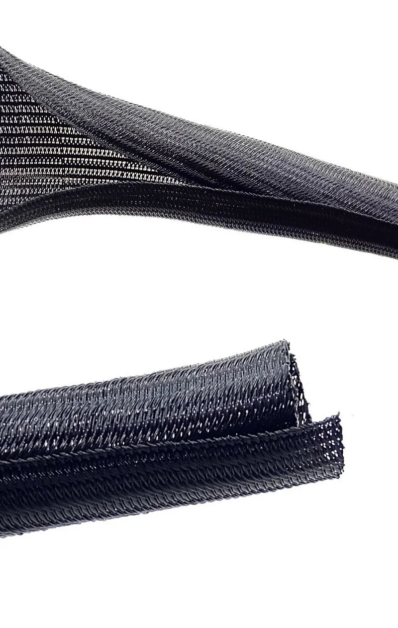 Expandable Cable Sleeve Self Closed PET Braided Management Auto Line Overlaps Flexible Loom Split Pipe Tube Wire Wrap Organizer