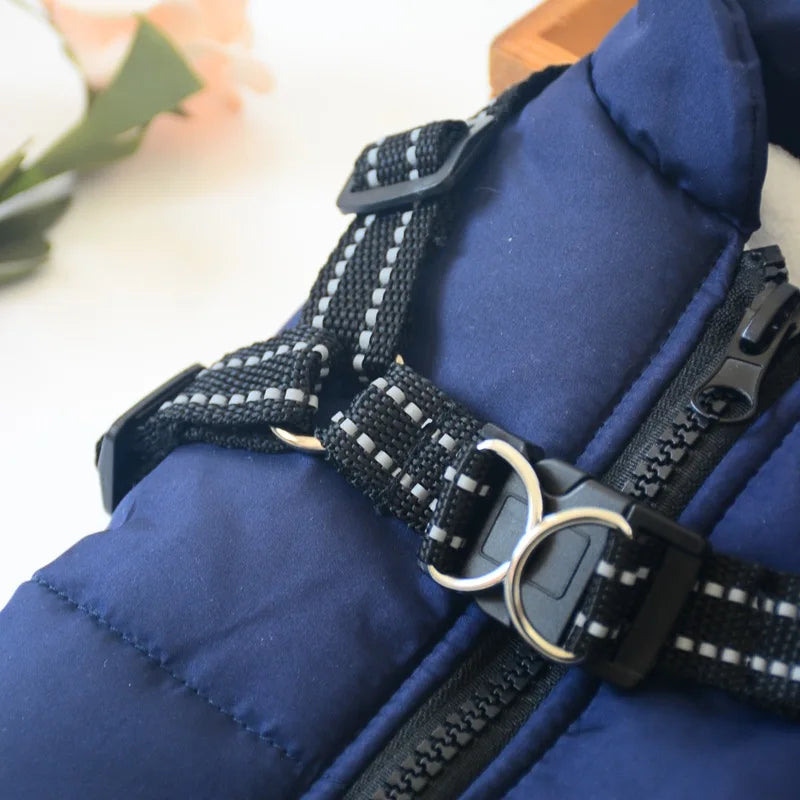 Winter Warm Large Pet Dog Jacket with Harness Waterproof Big Dog Coat for Labrador Chihuahua French Bulldog Outdoor Dog Clothes
