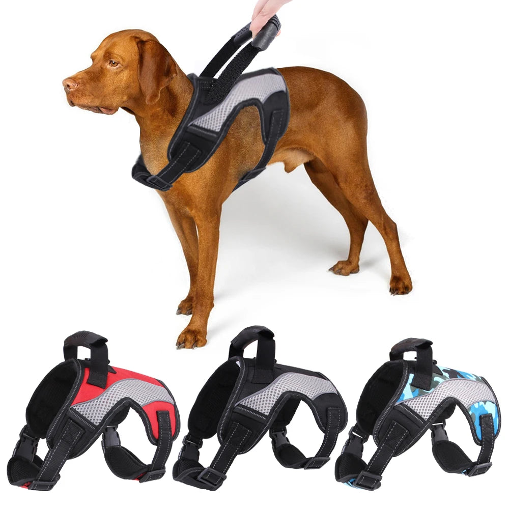 Large pet Dog Harness All Weather Service Nylon Dog Vest Padded Adjustable Safety Vehicular Lead For Dogs Pet