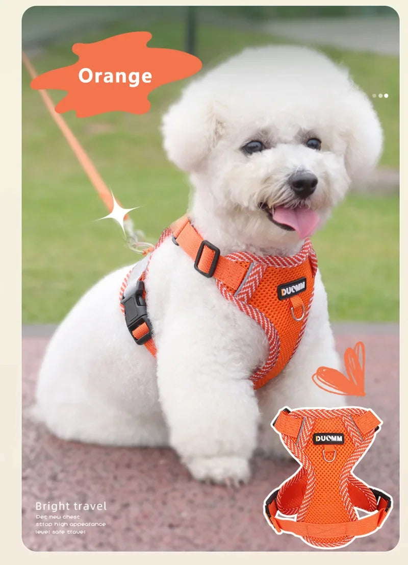 Pet Dogs Harness Comfortable Breathable Chest Back Straps for Small and Medium-sized Dogs Cats Pets Outdoor Reflective Harnesses