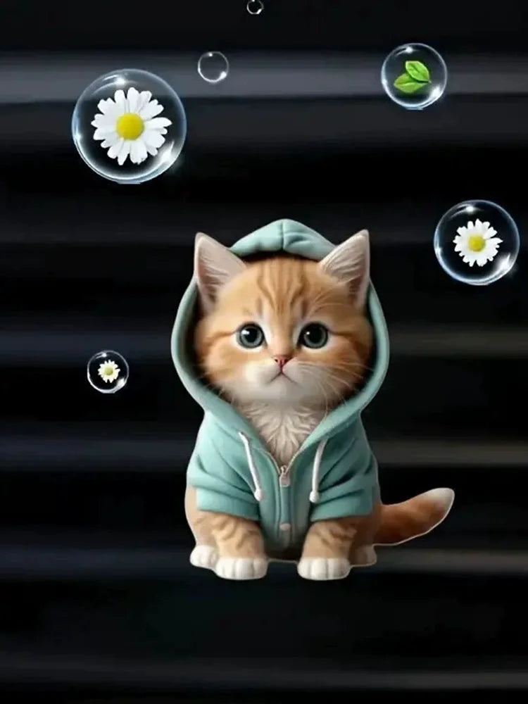 1PC Hoodie Kitten Finished Ventilating Clip Car Decoration Aromatreatment Acrylic Accessories