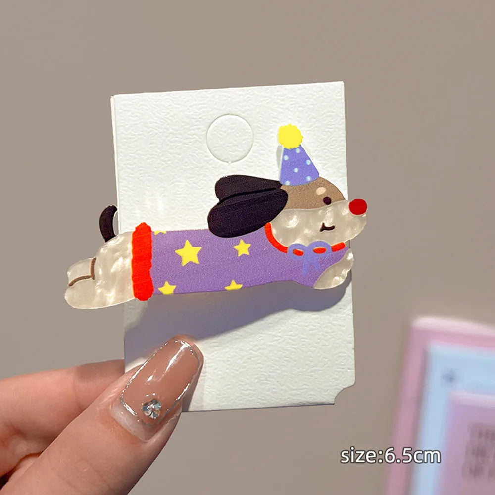Cartoon Cute Puppy Headwear kitty Hair Clip Acrylic Christmas Hairpins Sweet Animal Bangs Clip For Girls Hair Accessories