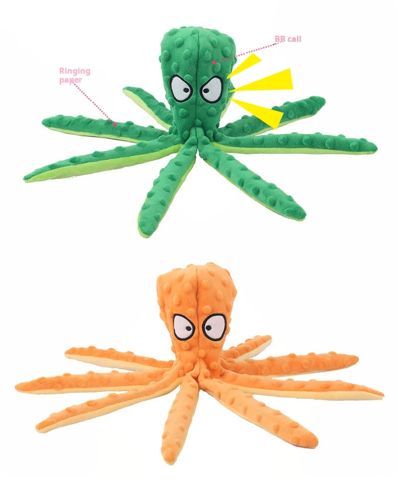 Pet Plush Toy Octopus Dog Interactive Toy Indestructible Bite Resistant Sound Puppy squeaky Octopu Dogs Rattle For Toys Supplies