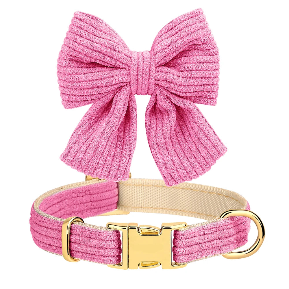 3PCS Dog Collar Harness Leash Set Breathable Dog Harnesses Soft Velvet Puppy Necklace With Bowknot Pet Walking Rope For Dogs Pug