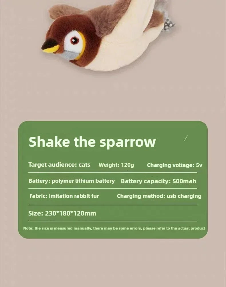 Juguetes interactivos para gatos, pájaro volador recargable, juguete para gatos que canta y aletea (sin volar), se puede agregar hierba gatera, juguete de peluche activado al tacto.