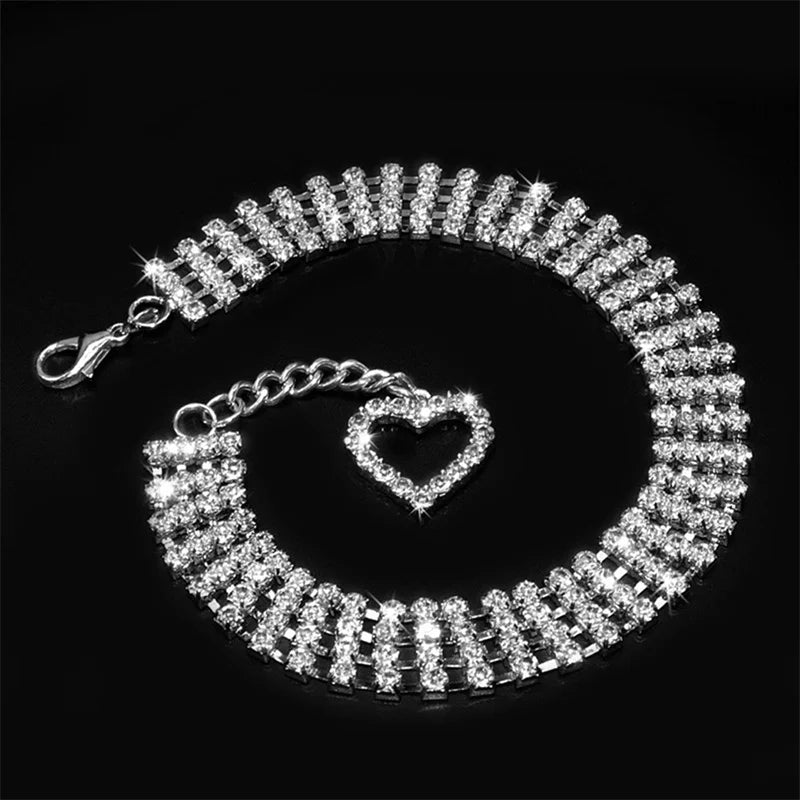 Bling Rhinestone Dog Collar Crystal Puppy Chihuahua Pet Dog Collars Leash For Small Medium Dogs Mascotas Accessories S M L Pink