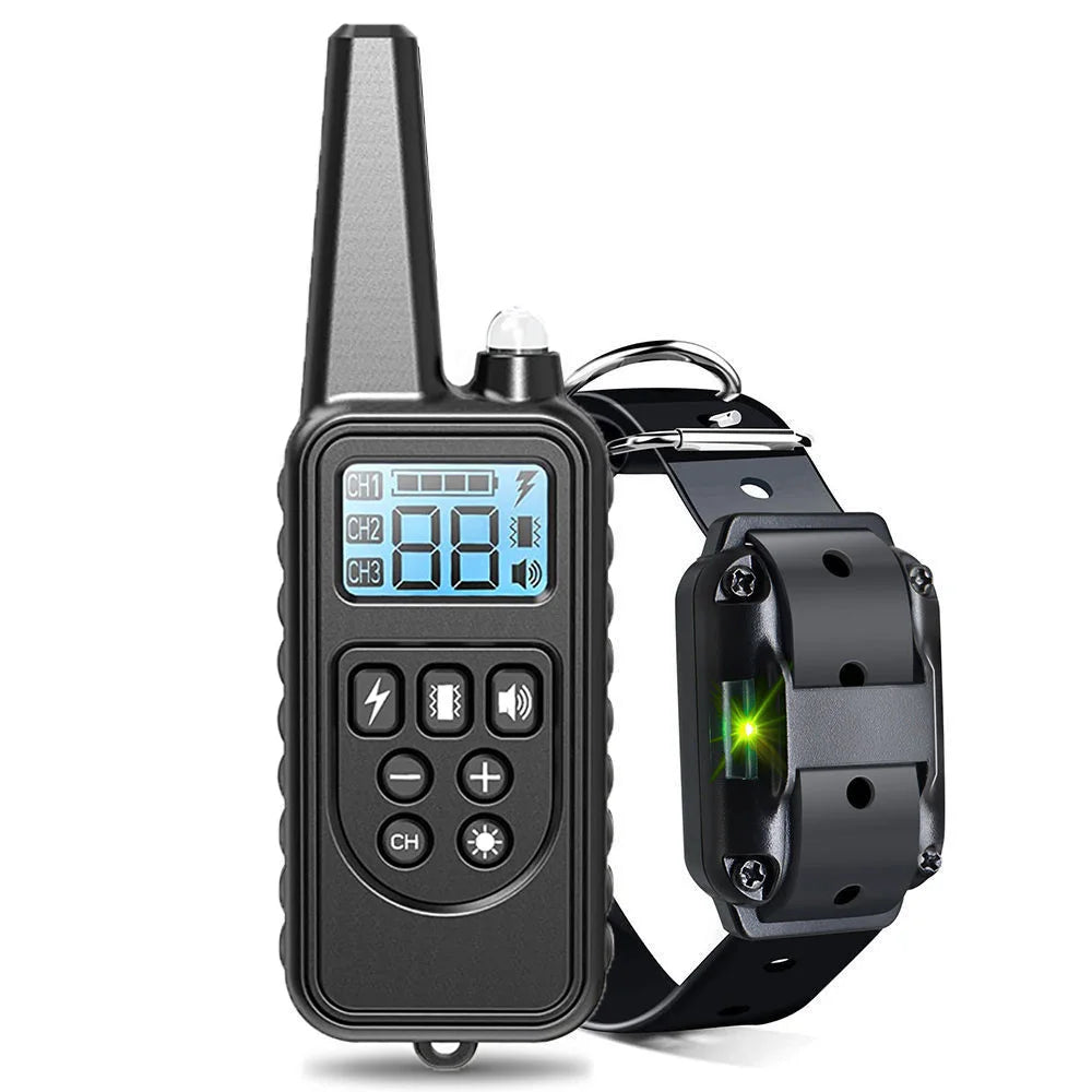 Electric Dog Training Collar Rechargeable Anti Barking Shock Vibration Collar Waterproof Trainer for All Dogs Pet with Clicker