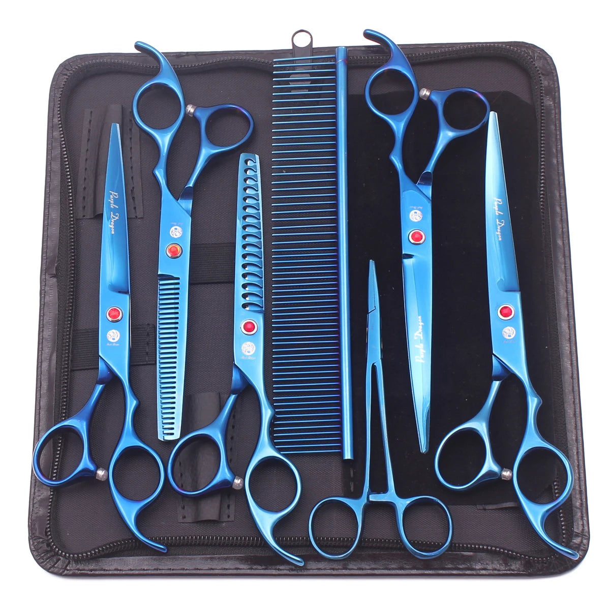 Purple Dragon Dog Grooming Scissors 7" Japan Stainless Straight Shears Pet Thinning Scissors Dog Curved Shears Chunker Z3003