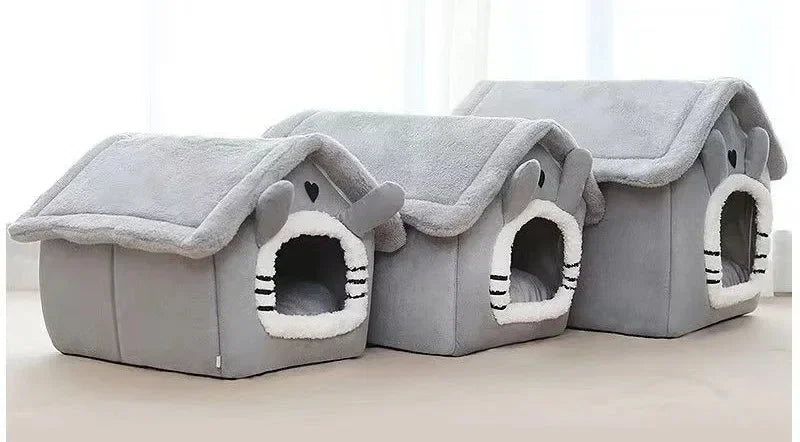 Casa de perro cálida para interiores, cama suave para mascotas, tienda de campaña, caseta para perros, cama para gatos, cojín extraíble y lavable, adecuada para las cuatro estaciones, universal