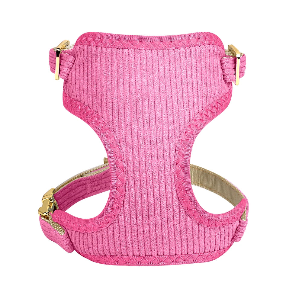 3PCS Dog Collar Harness Leash Set Breathable Dog Harnesses Soft Velvet Puppy Necklace With Bowknot Pet Walking Rope For Dogs Pug
