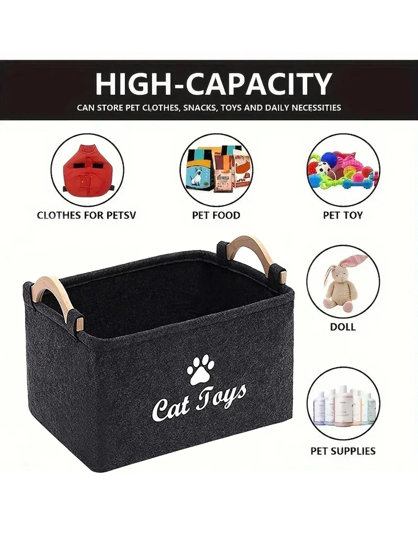 Pet Toy Box Felt Cat and Dog Toy Box Personalized Toy Organizer Box Toy Storage Box Clothes Storage Box Collar Storage