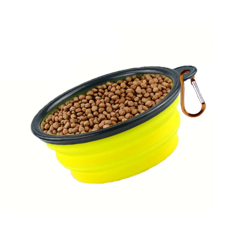 Nuevo tazón plegable de 350 ml con llavero, tazón para mascotas, tazón portátil de viaje para perros, tazón práctico para gatos, tazón plegable indeformable.