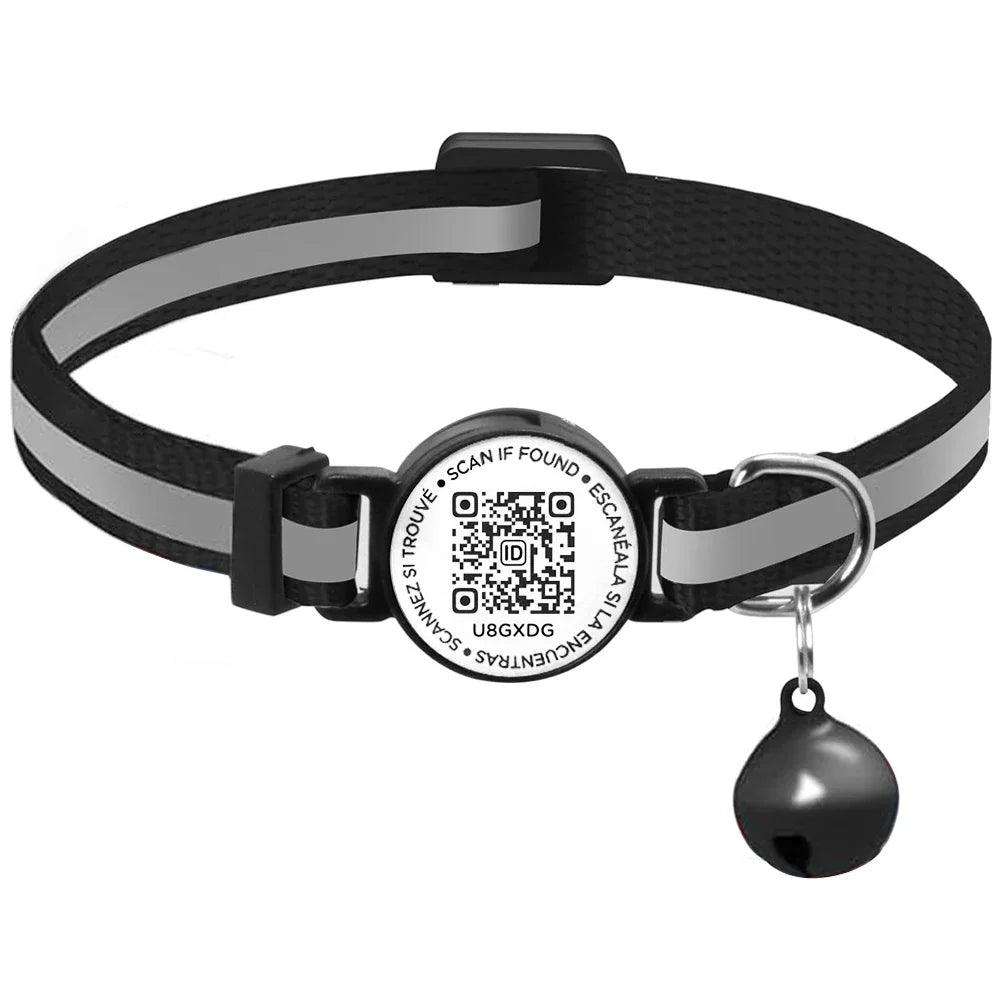 QR Code Pet Tag Cat Collar with qr code ID Tag,Puppy Cat Accessories Reflective Kitten Collars, Cat Tag, Safety Quick Release