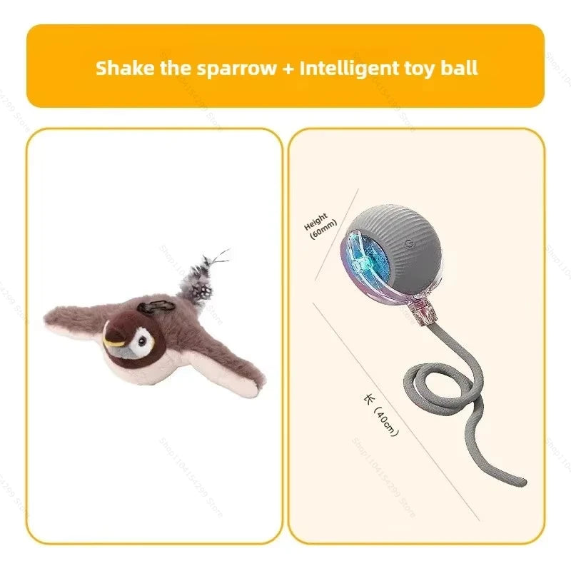 Juguetes interactivos para gatos, pájaro volador recargable, juguete para gatos que canta y aletea (sin volar), se puede agregar hierba gatera, juguete de peluche activado al tacto.