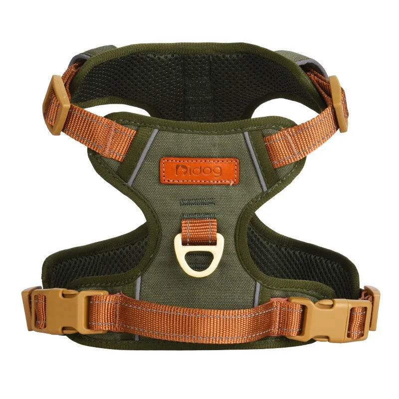 Pet Adjustable Vest Harnesses Soft Mesh Fabric Pete PU Leather Strap Explosion-proof Punch Reflective Strip Type Dog Chest Strap