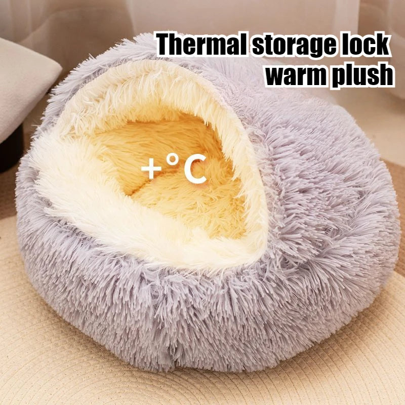 2 in 1 Soft Plush Pet Bed 50CM with Cover Round Cat Bed Pet Puppy Mattress Warm Cat Dog Sleeping Nest Cave for Small Dogs Mats
