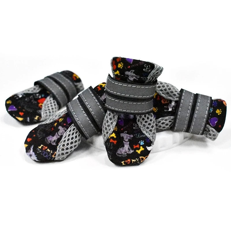 Breathable Pet Dog Shoes Waterproof Outdoor Walking Net Soft Summer Pet Shoes Night Safe Reflective Boots For Small Medium Dogs
