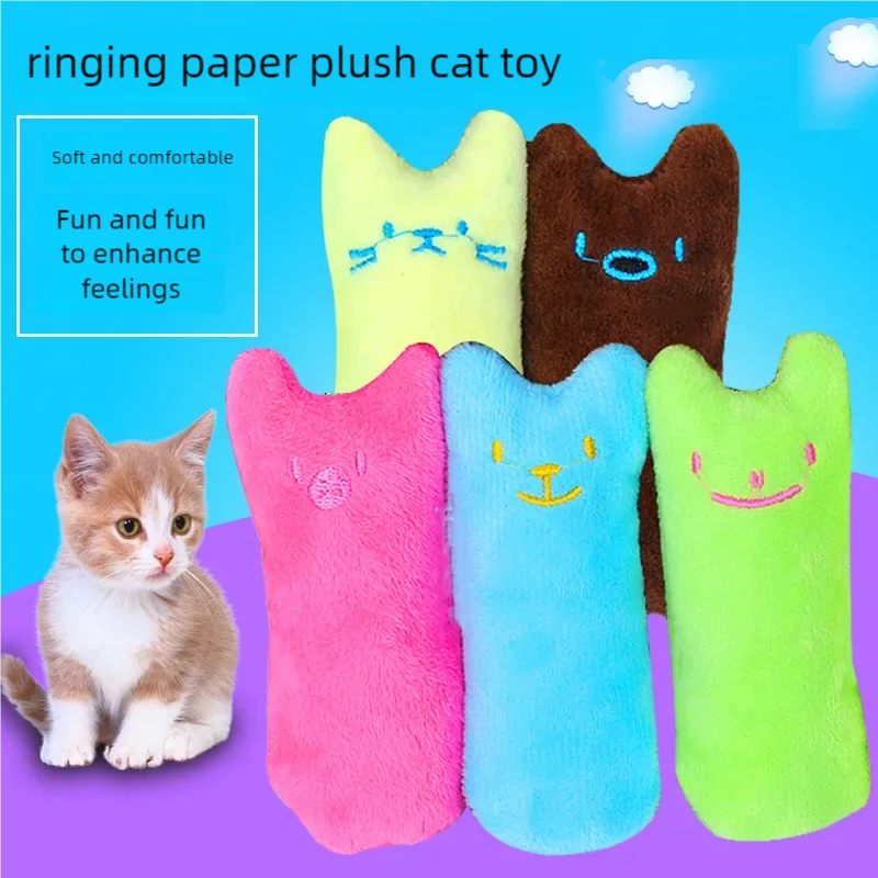 Teeth Grinding Catnip Toys Funny Interactive Plush Cat Toy Pet Kitten Chewing Vocal Toy Claws Thumb Bite Cat mint For Cats
