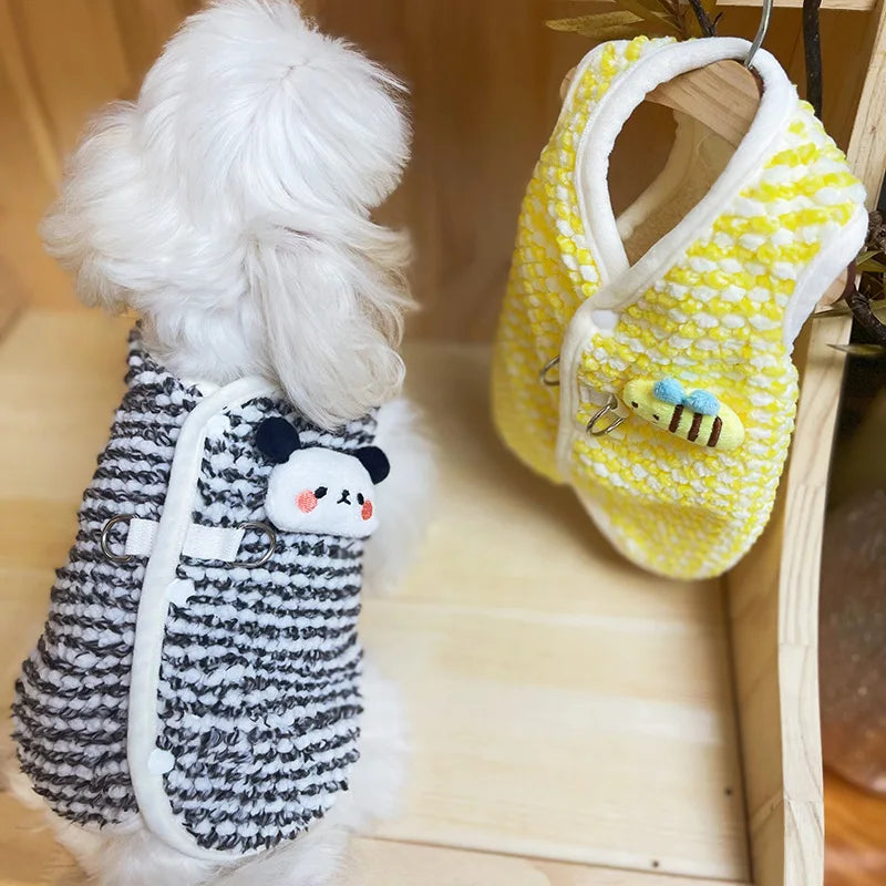 Autumn Winter Dog Clothes Small Dogs Coat Fashion Flower Cat Pet Costume Dog Warm Jacket Chihuahua Bichon Yorkie Plush Dog Vest