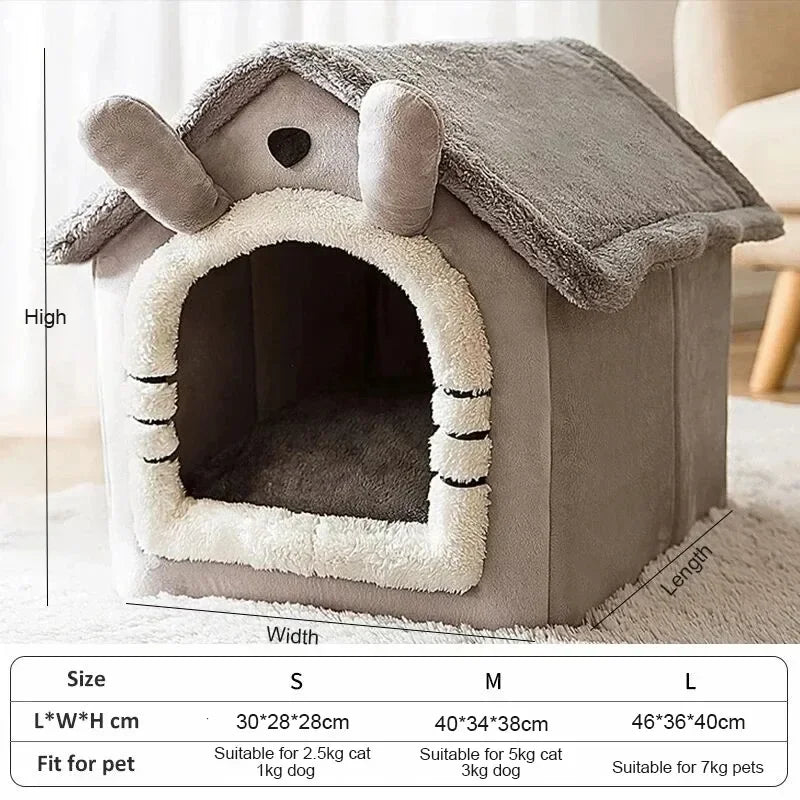 Casa de perro cálida para interiores, cama suave para mascotas, tienda de campaña, caseta para perros, cama para gatos, cojín extraíble y lavable, adecuada para las cuatro estaciones, universal
