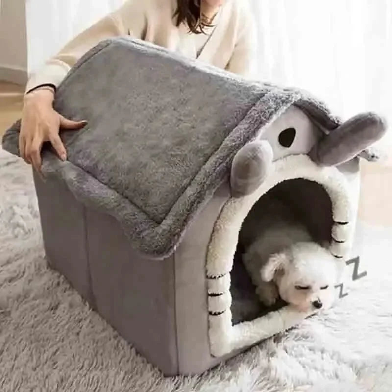 Casa de perro cálida para interiores, cama suave para mascotas, tienda de campaña, caseta para perros, cama para gatos, cojín extraíble y lavable, adecuada para las cuatro estaciones, universal