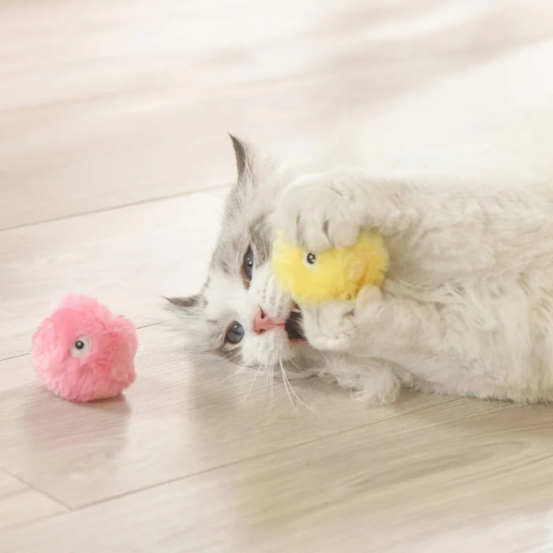 Pelota interactiva inteligente para gatos, juguete de peluche eléctrico con hierba gatera para entrenamiento, juguete con sonido táctil para mascotas, pelota de juguete con chirrido.